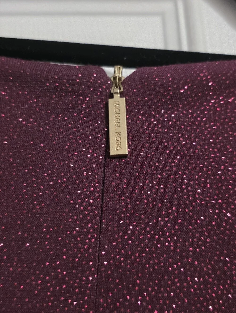 Michael Kors Glitter Sparkle Faux Wrap Belted Cropped Jumpsuit Small Mulberry